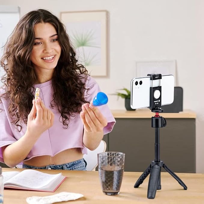 Fotopro Phone Tripod Mount with 1/4 inch Screw Universal Cell Phone Mount Adapter for Monopod Selfie Stick Desktop Tripod Video Vlogging Photograph
