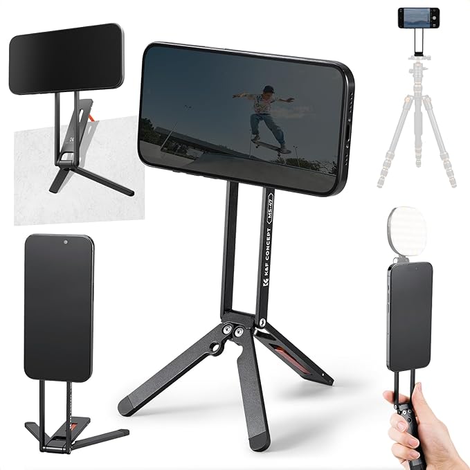K&F CONCEPT Magnetic Phone Tripod Stand, 23N Strong Magnetic Mini Tripod Aluminium Alloy Pocket Selfie Stick, Mag Safe Phone Holder Compatible with iPhone 17 16 15 14 13 12 Series.