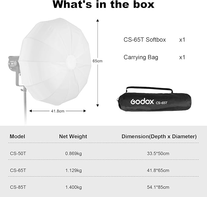 Godox CS-65T Lantern Softbox 26in / 65cm Quick Release 360° Light Diffuser Bowens Mount Lantern Softbox for Godox SL60 SK400 SL150 DP400 DP800 SL300 (26”)