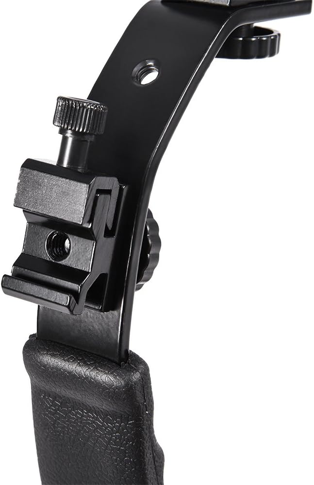 Camera L Bracket Mount Video Grip L Shaped Aluminum Alloy Heavy Duty Camera Bracket Holder with Dual Flash Cold Shoe Mount 1/4" Tripod Screw for DSLR Camcorder