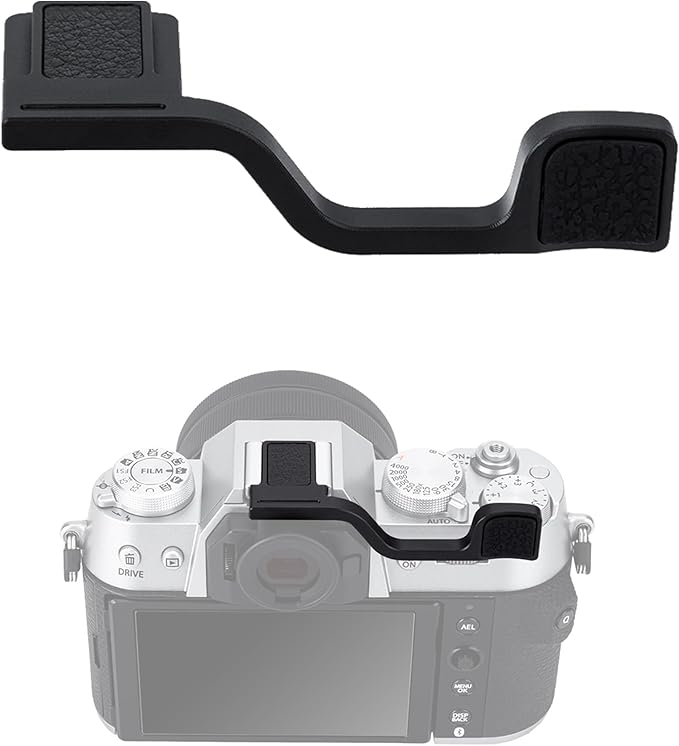 JJC Deluxe Metal Thumb Up Grip for Fuji Fujifilm X-T50 XT50 Mirrorless Camera, Hot Shoe Thumb Rest Support Grip for Stable and Safe Hand Hold, Not Affect The Use of Camera Buttons, Black Color