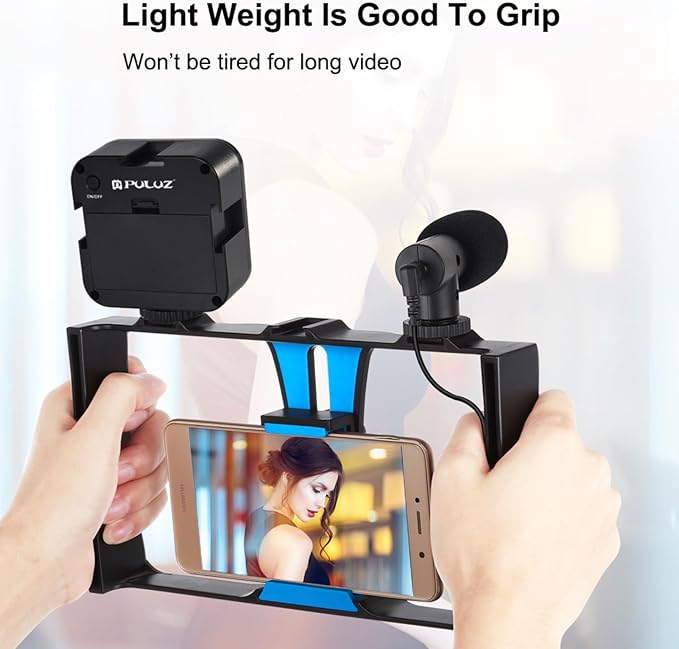 Smartphone Video Cage Rig, Phone Video Stabilizer Grip Vlogging Cage, with Cold Shoe and 1/4 Screw Hole, Fits for 14 13 12 11 for Galaxy S23 S22 Ultra