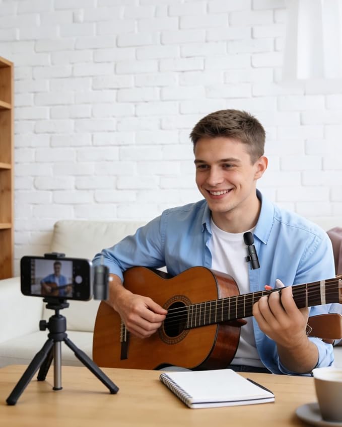 PQRQP Mini Microphone for iPhone - 3 in 1 Wireless Microphones for iOS/Android/Camera, Studio-Quality Audio, Plug & Play Clip Mic for Video Recording Podcast