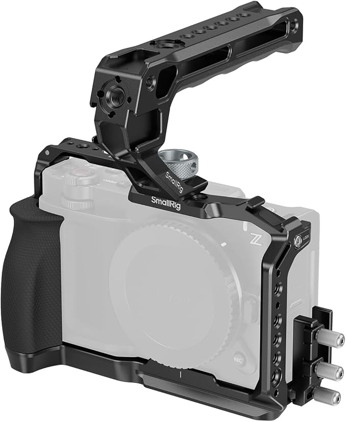 SmallRig ZR Camera Cage Kit for Nikon ZR, Full Cage with Silicone Grip, Top Handle for ARRI, Cable Clamp for HDMI, Built-in Cold Shoe and Quick-Release Plate for Arca - 5647