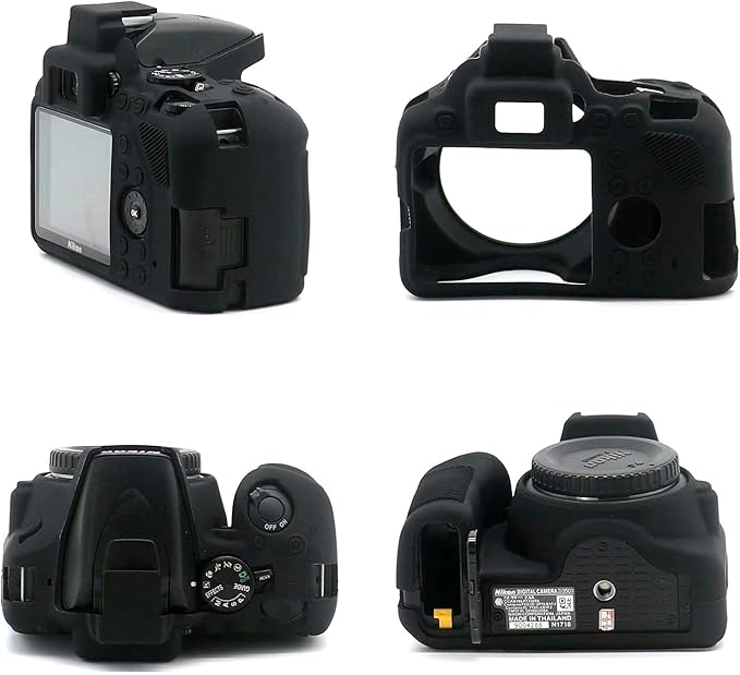 Professional Secure Silicone Camera Cases Bag Housing Rubber Body Skin for Nikon D3500 Digital SLR Camera (Black)