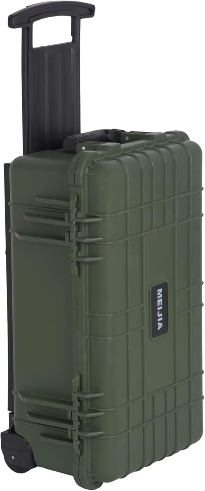 MEIJIA All Weather Rolling Waterproof Protective Case, Hard Camera Case,Dry Case with Retractable Pull Handle and Wheels,Foam Inserted,22 x13.81x9inches (Green)