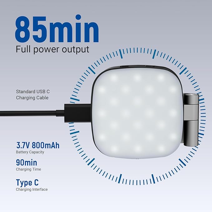 NEEWER Basics Magnetic Selfie Light Compatible with MagSafe iPhone, 2W CRI95+ Bi Color Swivel Small LED Phone Fill Lighting, 680lx/0.3m, Mirror for Vlog Recording Makeup Video Conference, NL45B Black