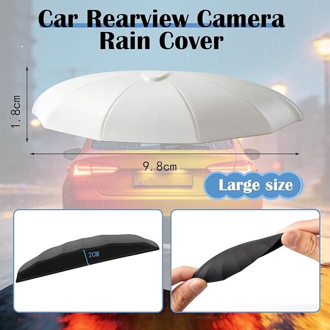 Car Reverse Camera Rain Shield - Wide Design Silicone Cover, Anti-Rain Protection for Clear Rear View