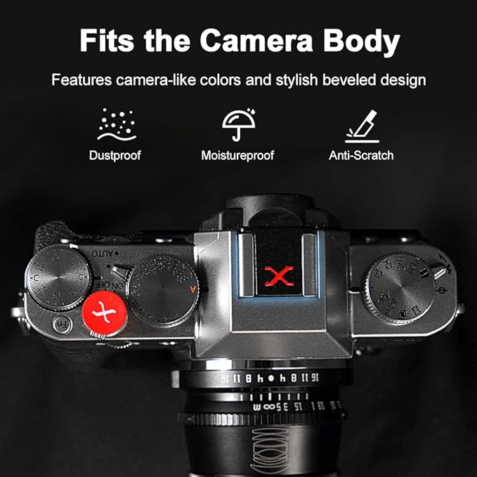 1pcs Camera Hot Shoe Cover Camera Cold Shoe Cap Protector Flash Cover Aluminum Alloy for Fuji X Fujifilm GFX Mount Camera(Black with Red)