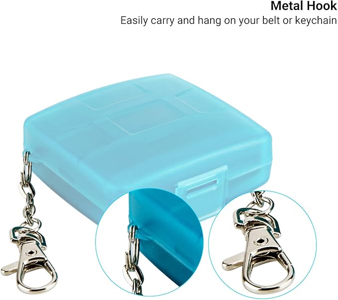 8 Slots Memory Card Case for 4 SD/SDHC/SDXC Cards and 4 Micro SD/TF Cards,Anti-Dust Crush Resistance,SD Card Case Small Micro SD Holder with Chain (Blue)