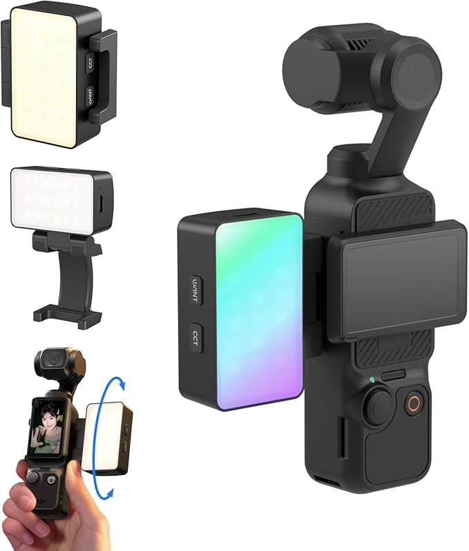 SmallRig RGBWW LED Video Light for DJI Osmo Pocket 3, Video Light with 650mAh Battery, CCT & RGB Mode 2700K-6500K, 360° Adjustments, for Selfie Vlog Recording, Content Creators Photographer - 5745