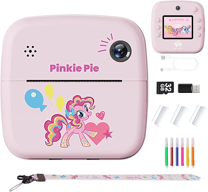 My Little Pony Rainbow Series Children Print Camera, Polaroid Camera for Kids, Kids Camera Instant Print,3 Year Old Girl Gifts,Pinkie Pie