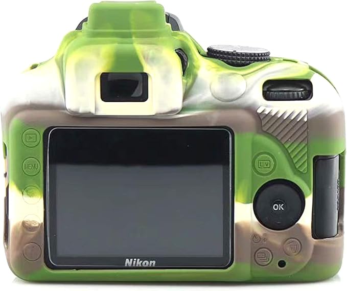 Professional Secure Silicone Camera Cases Bag Housing Rubber Body Skin for Nikon D3400 Digital SLR Camera (Green)