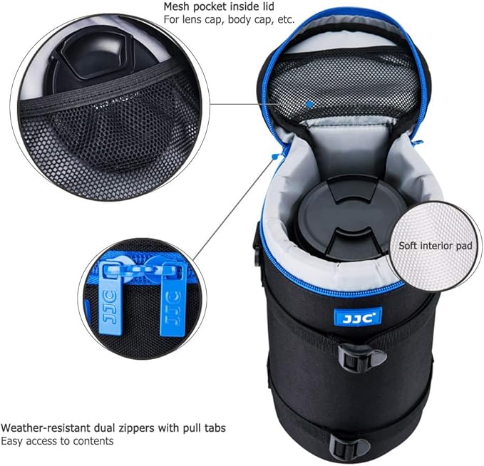 JJC Deluxe Lens Case Pouch Bag for Sigma 150-500mm f/5-6.3 DG OS HSM, Canon RF 800mm f/11 IS STM, Nikon AF-S NIKKOR 200-500mm f/5.6E ED VR & More Lenses Below 4.9'' x 11.4''(D x L)