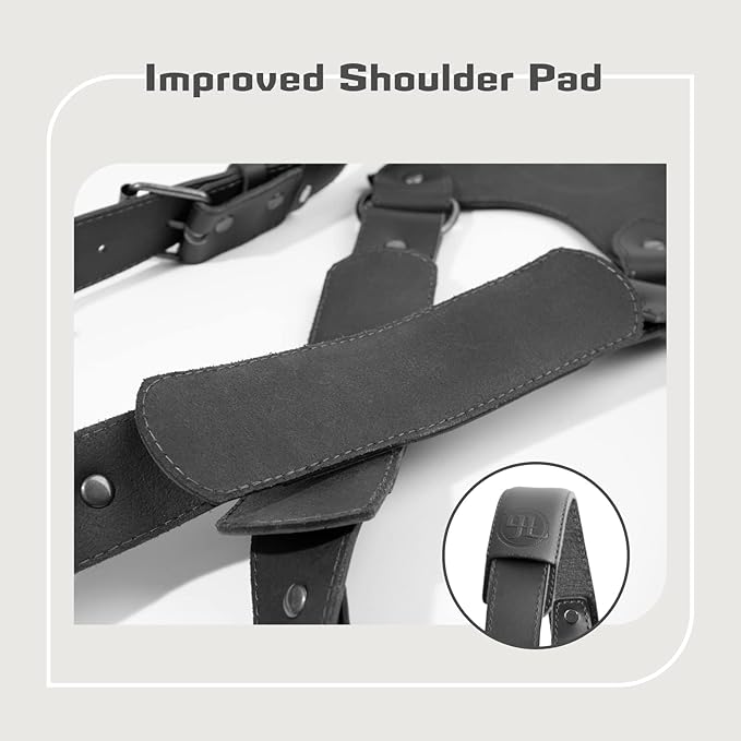 Leather Dual Camera Harness Strap for Photographers,Adjustable Shoulder Crossbody Padded Harness for DSLR SLR