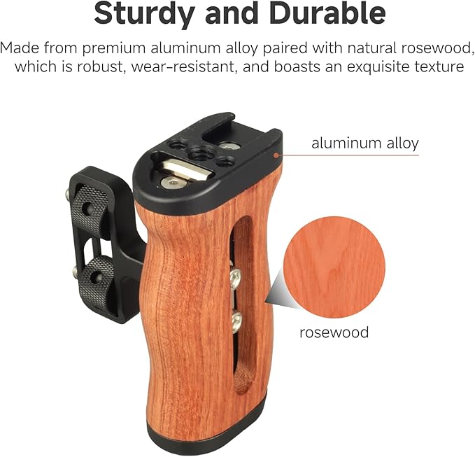Accsoon Side Handle Handgrip for CineView M7 Pro Camera Monitor with 1/4"-20 Threaded Holes, 35mm Up and Down Adjustable Reversible Grip for Monitor/Smartphone/iPad/Tablet/DSLR Camera Cages(1 Pair