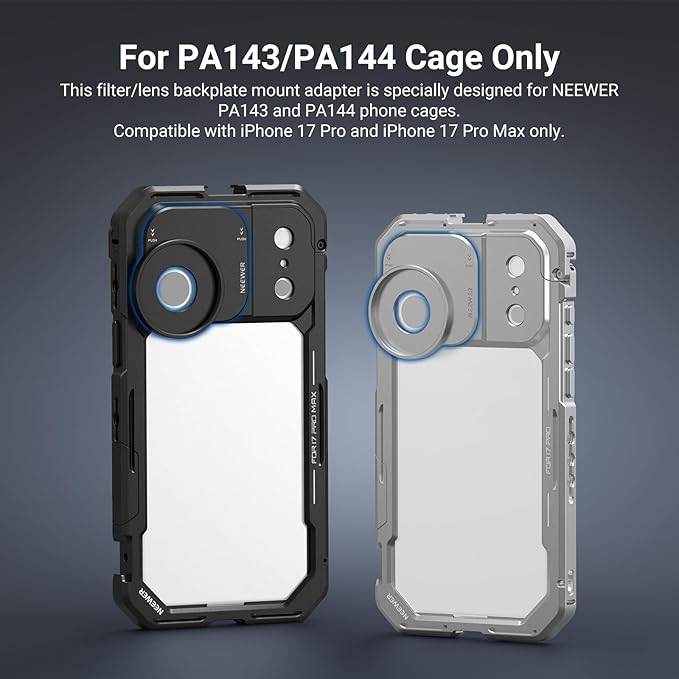 NEEWER 37mm Filter Lens Backplate for PA143/PA144 Phone Cage Only, Quick Release Video Rig Mobile Camera Photography Accessories Compatible with iPhone 17 Pro 17 Pro Max Beastgrip, PA152