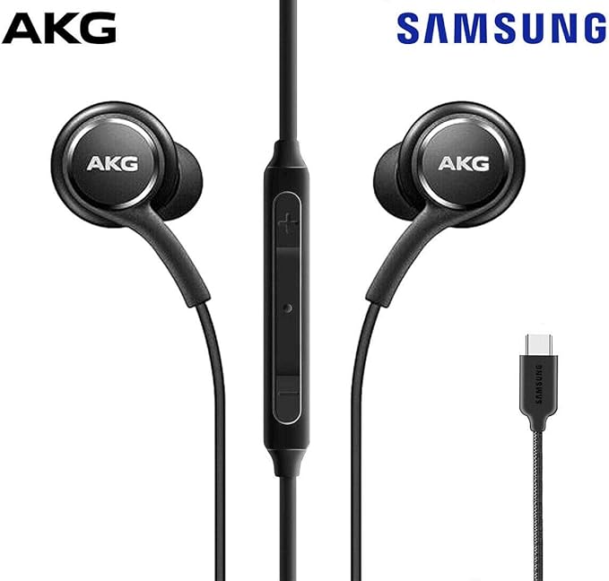 in-Ear AKG Wired Earbuds with Microphone – USB-C Earbuds with Braided Cable – AKG Headphones with Mic Compatible with Samsung Galaxy S24 Ultra, S24+, S24, S23, S22, S21, S10, S10E & iPhone 15 Series