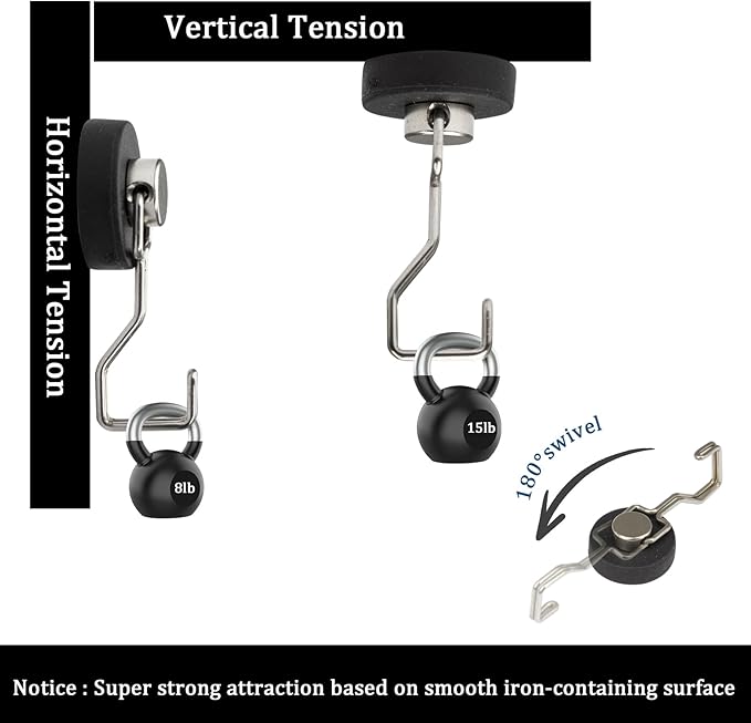DUGUJIUJIAN Rubber Coated Magnetic Hooks for Cruise Ship Cabin,Kitchen,Garage,Classroom and Office Waterproof Heavy Duty Metal Hangers with Increased Friction and Anti-Scratch Protection(6, Sliver)
