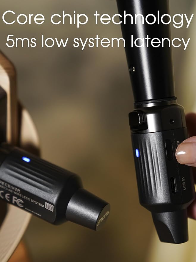 Aroma 2.4GHz Wireless XLR Transmitter and Receiver, 130ft Range, 7-Channel, 10H Battery, Plug & Play, Wireless Microphone Adapter for Dynamic Mics/PA System/Live Sound/Mixer/Church (ARC3-N2)