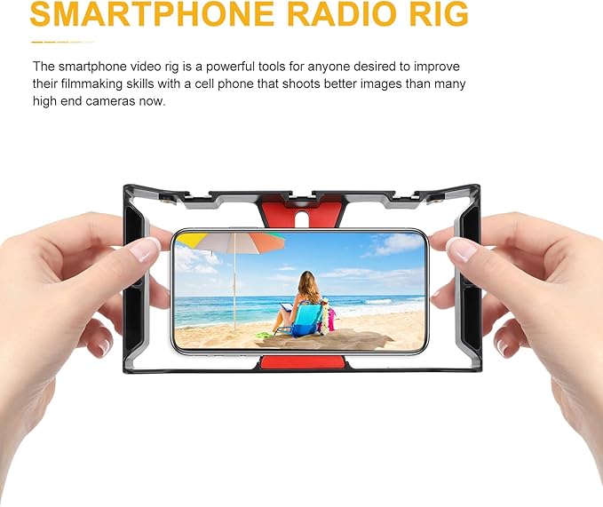 Smartphone Video Rig Phone Cage Hand-held Stabilizer Grip for Filming Vlogging Compatible with Smartphones Portable Phone Video Holder for Content Creators
