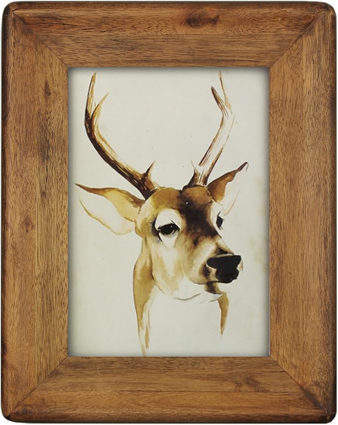 Picture Frame 5x7 Inch,Rustic Wood Photo Frames with Real Glass,Wall Hanging and Tabletop Standing,Vertical or Horizontal Display (Brown)