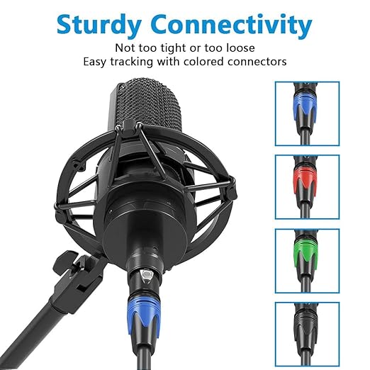 XLR Cables 25ft 4 Pack, Premium XLR Microphone Cable Male to Female, Gold-Plated 3-Pin Balanced Mic Cord XLR Speaker Cable 25 Feet