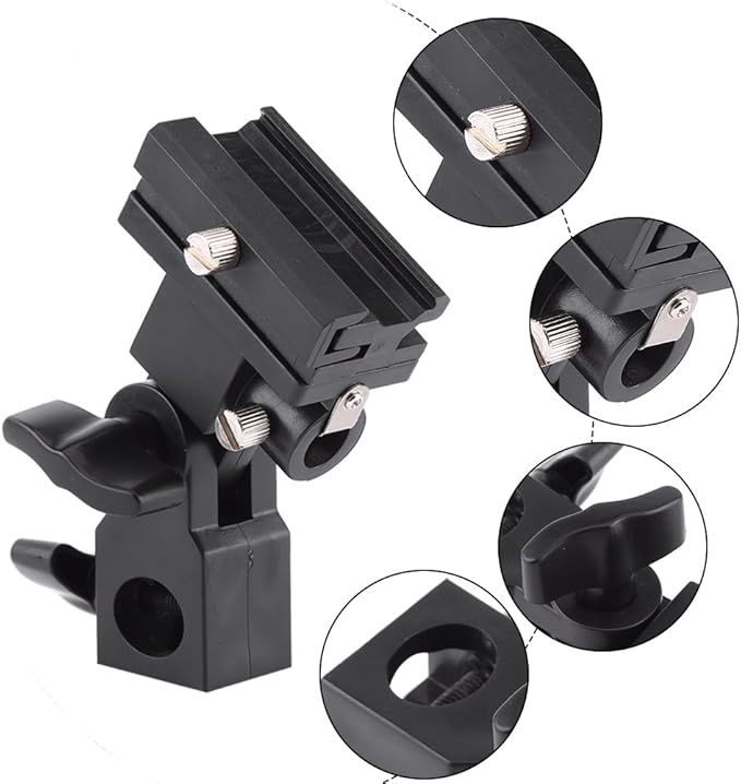 2PCS Camera Flash Mount, Light Stand Bracket Flash Umbrella Holder 180° Hot Shoe Mounting Bracket Lightweight for Photo Video Photography