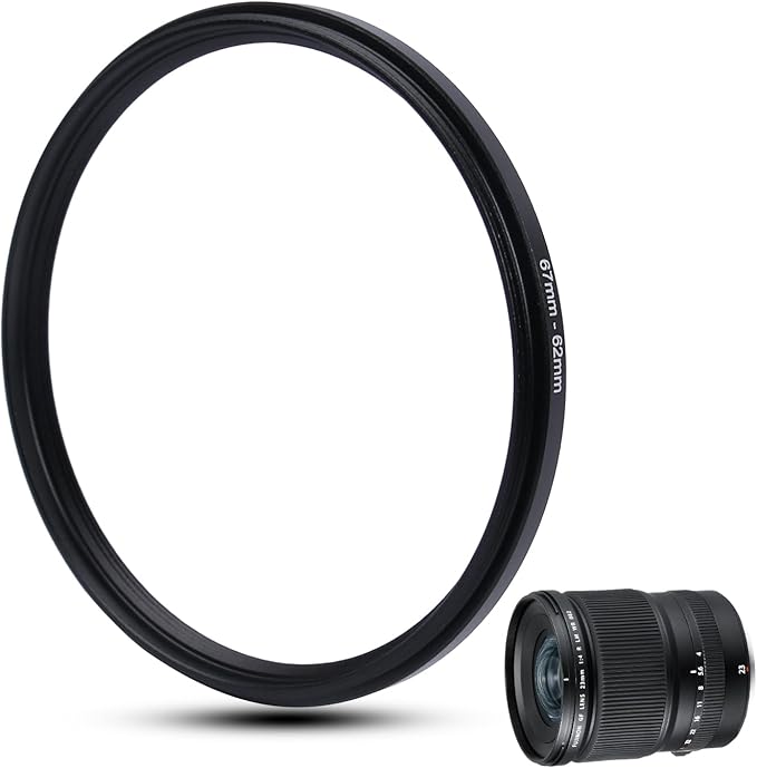 Metal Step Down Ring Filter Adapter - 67mm to 62mm - Metal Ring Step Down Rings Adapter Filter Compatible with All 62mm UV, CPL, ND, Lens Hood, Threaded Lens ect