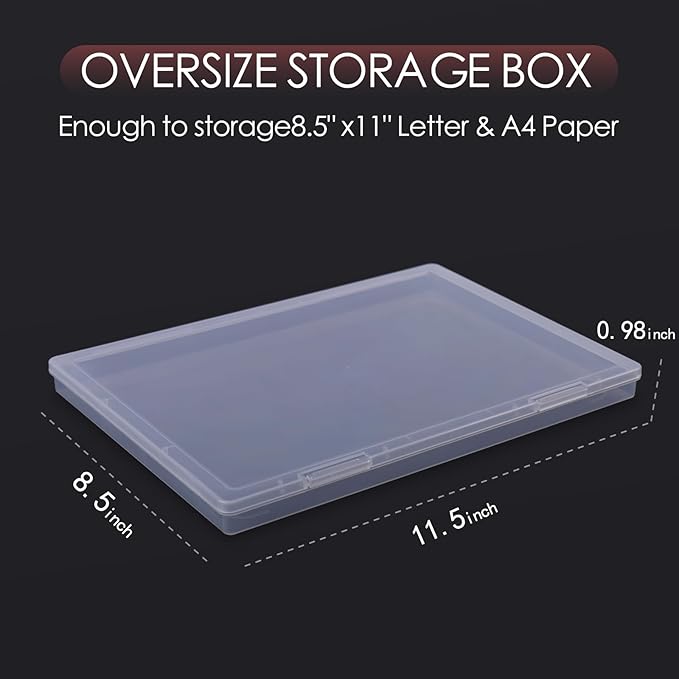 FAAYUCK 6 Pack Photo Storage Box, Fits 8" x 10" Photo, Large Plastic Scrapbook Paper Storage with Snap-Tight Latch, Photo Organizer for Protecting Photos, Crafts, Scrapbooks, Office Supplies, Files
