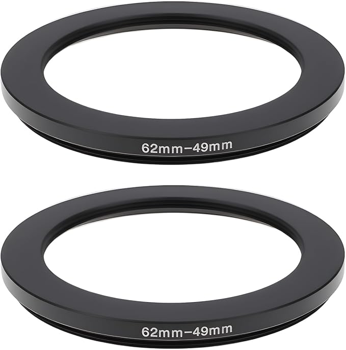 2pcs 62mm-49mm Step-Down Adapter Ring for 62mm Camera Lens Filter Conversion Mount