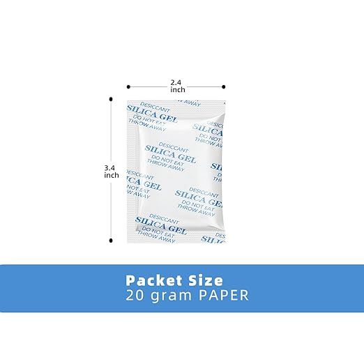 Silica Gel Packets, 20 Gram 50 Packs Dessicant Packets for Storage, Pure and Safe Silica Gel Desiccant Packs, Humidity Packs