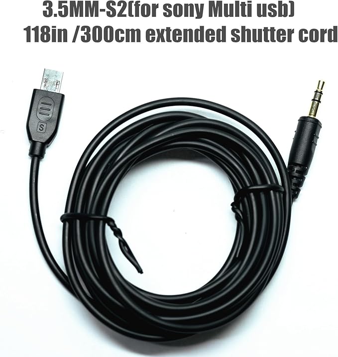 300cm Extension Cable vpr1 3.5mm-Multi Shutter Release Cable for Sony Cameras to Connect The Shutter Remote Control Wireless/Also Available for PocketWizard Plus III II MultiMAX (3.5-S2 118in/3m)