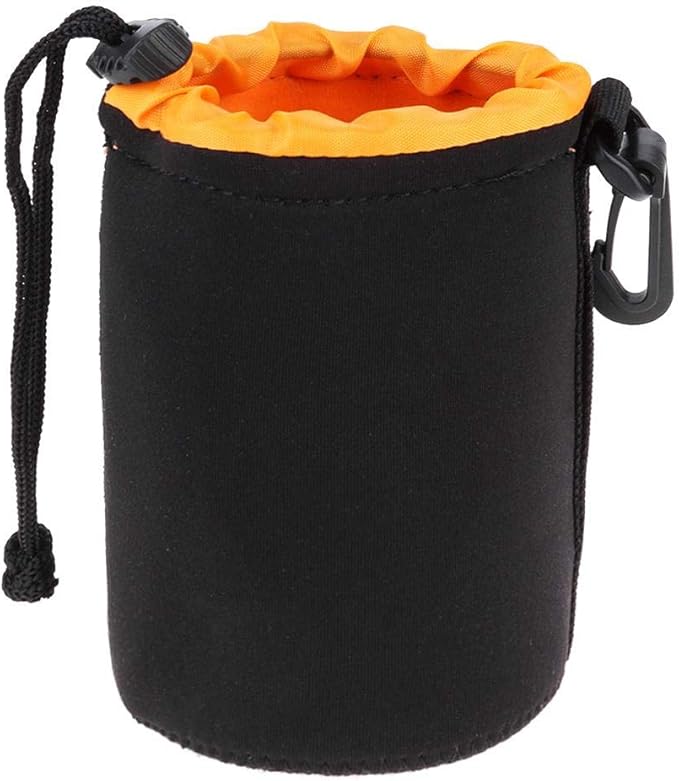 AIToWisely M Size (Medium) Camera Lens Pouch, Thick Protective Neoprene Bag Storage Cover Case with Drawstring Design, Soft Plush Interior, Compatible for Canon, for Nikon, for Sony DSLR Lenses