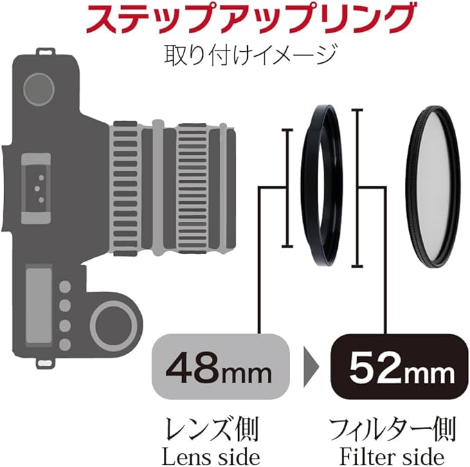 Marumi 906210 Step Up Ring 48mm to 52mm Filter Diameter Conversion Adapter