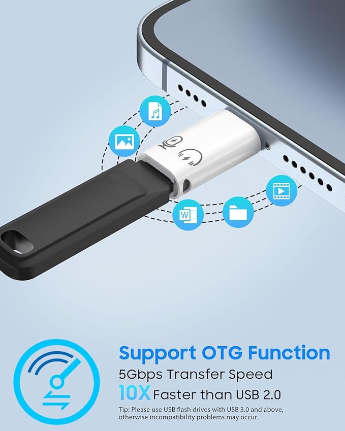 MoKo for DJI Mic Mini USB C to Lightning Adapter, Lightning to USB C Aduio Adapter Compatible with iPhone 14/13/12/11/Wireless Microphone Receiver, Support Charging, Data Transfer, Earpods