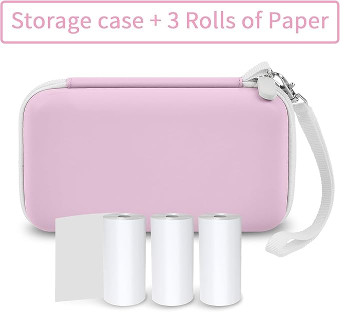 Grapsa Kids Instant Print Camera Case and 3 Rolls Instant Camera Refill Print Paper -Pink
