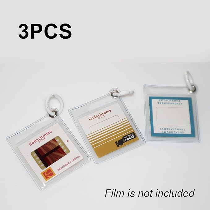 3 Pack 35mm Film Protector Sleeves - 6.5x7.5cm Clear Archival Safe Storage with White Holder Ring & 5x5cm Tab for Film Negative Organization