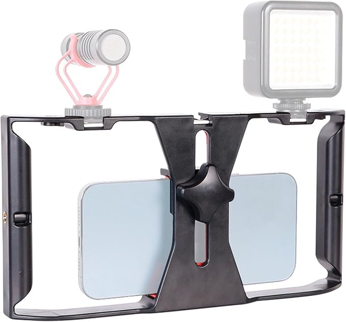 Smartphone Video Rig, Phone Shooting Rig Stabilizer, Mobile Phone Handheld Rabbit Cage for Live Video Portrait Recording Shooting