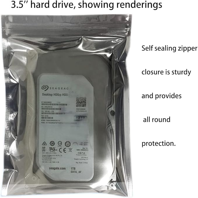 Mantianstar 100pcs Antistatic Bags 5.9x7.8in/15x20cm, Resealable ESD Bag, Suitable for SSD Hard Disk and Various Electronic Devices