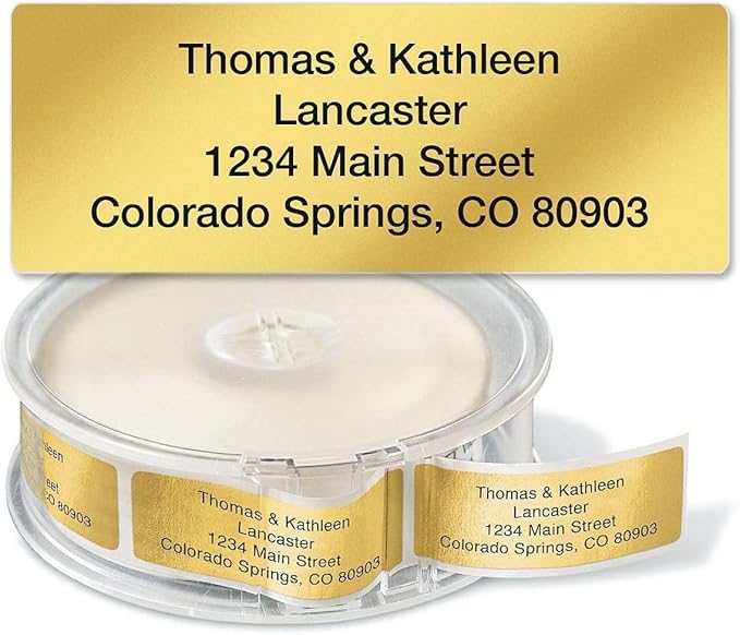 Colorful Images Solid Gloss White Rolled Return Address Mailing Labels with Dispenser, Customize with Name & Shipping Address, 250 Self Adhesive, Easy Peel Sticker Label Roll, 3/4" x 2 1/2"