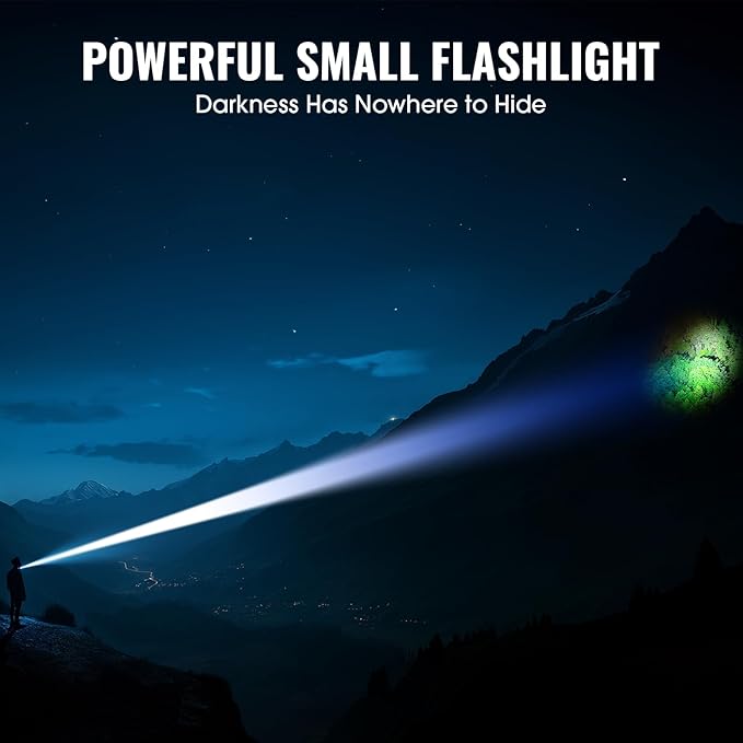Banral Rechargeable Tactical Flashlights, High Lumens Small Mini USB-C LED Flashlight, Compact EDC Flash Light, 4 Modes&Memory Function, Waterproof Pocket Lights for Home,Camping,Emergency (2, Blue)