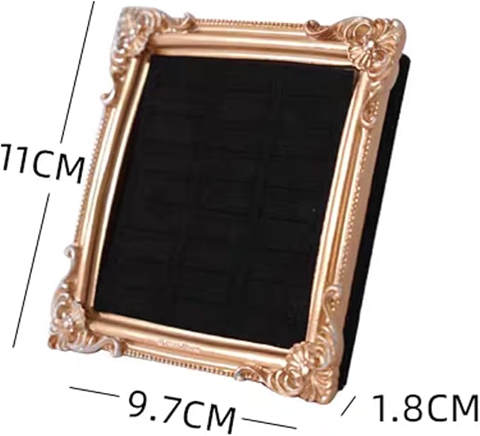 2PCS Jewelry Display Stand Vintage Ring Holder Box Earring Tray Retro Picture Frame Style Ring OrganizerJewelry Frame with Velvet