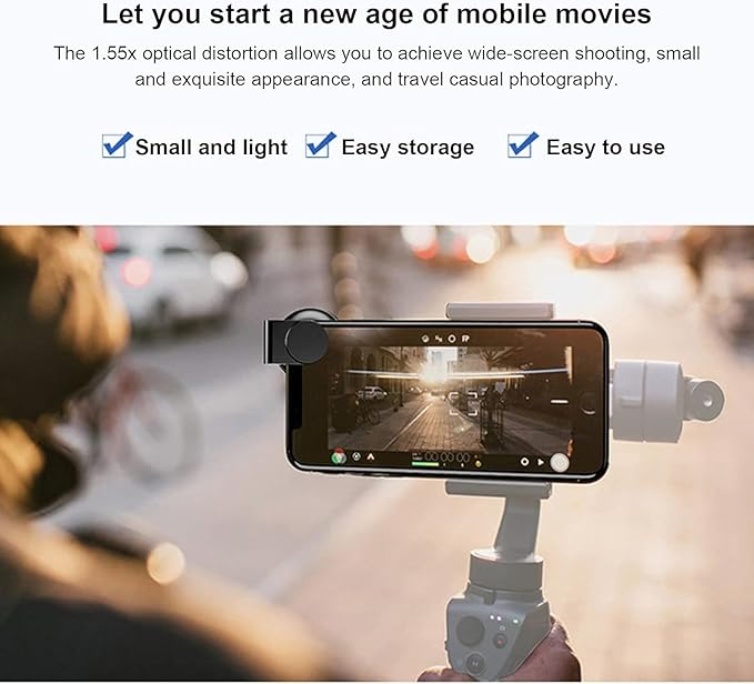 Mobile Anamorphic Lens, 1.33X Wide Screen Deformation Filmmaking Lens, Aluminum Alloy Optical Glass Phone Movie Len for Smartphones/iOS Pad