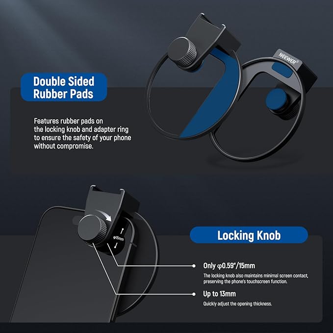 NEEWER 67mm Phone Filter Mount, Adjustable Threaded Lens Filter Clip with Cold Shoe Mount Compatible with iPhone 17 16 15 Pro Max Plus 14 13 Samsung Galaxy S25 Ultra S24, LA006