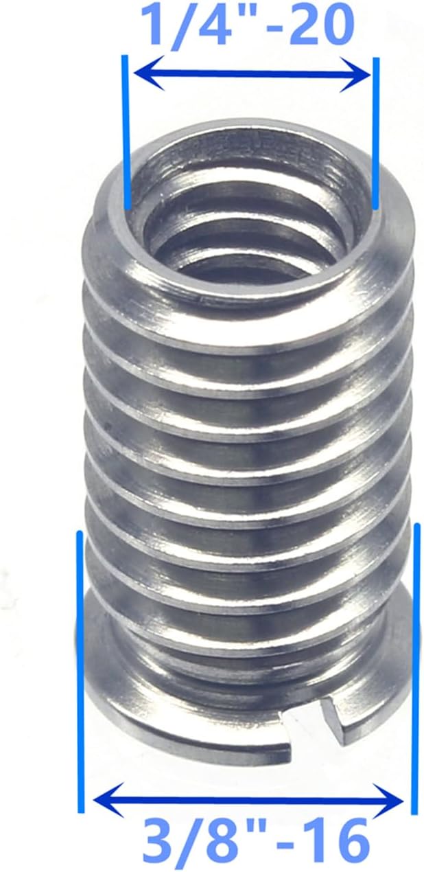 Stainless Steel 1/4"-20 Female to 3/8"-16 Male Screw Adapter 4 Pieces 16.5mm Height