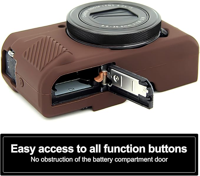 Easy Hood G7X Mark II Case G7X Camera Silicone Case, Soft Silicone Protective Cover for Canon Powershot G7X Mark II DSLR Camera (Coffee)