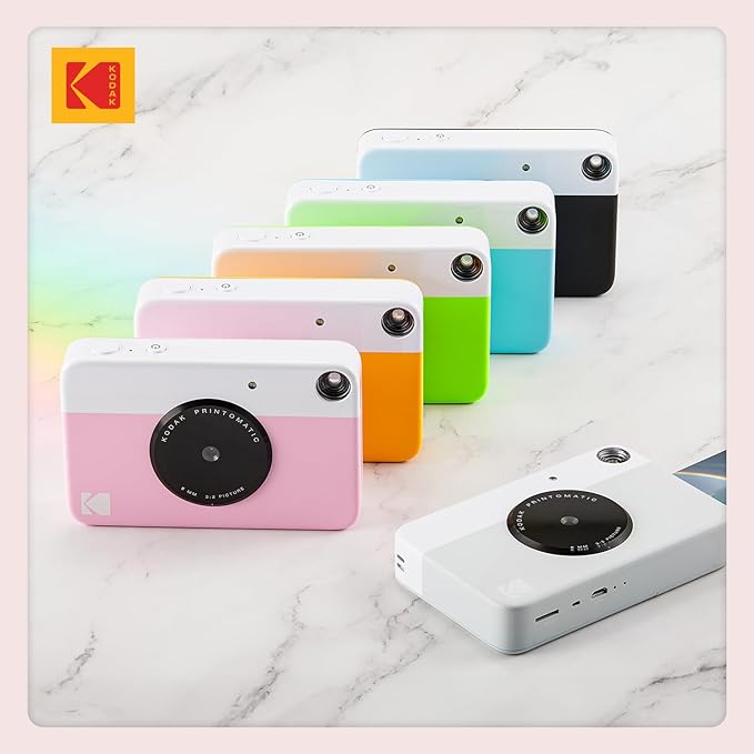 KODAK Printomatic Full-Color Instant Print Digital Camera - Colorful Photos On Zink 2x3" Sticky-Back Photo Paper - 5MP, Portable, Creative Fun Gift for Birthday, Christmas, Holiday - Pink