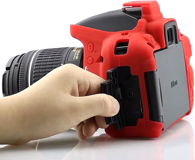 Professional Secure Silicone Camera Case Cover Housing Body Skin for Nikon D5300 Digital SLR Camera (Red)