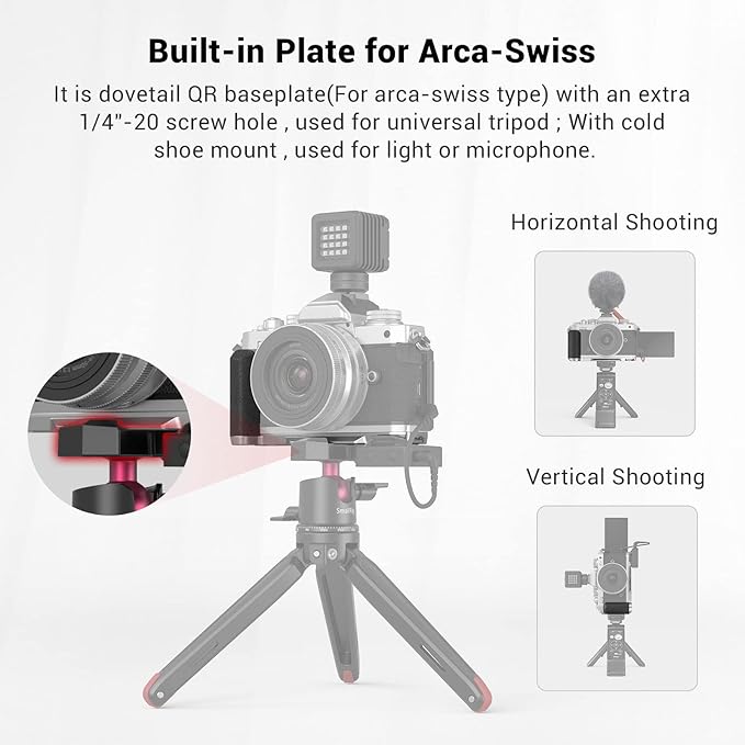 SmallRig Z fc Handgrip L-Shape Grip Holder for Nikon Z fc Camera, Retro-Style Side Handle with 1/4"-20 Threaded Hole, Cold Shoe, Quick Release Plate for Arca, Lightweight and Comfort (Sliver) - 3480